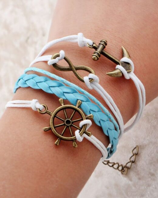 bracelete multicamadas azul âncora