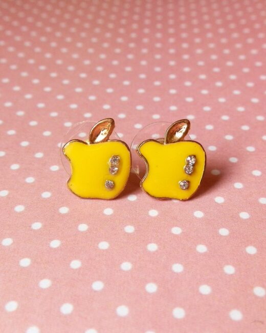 brinco maca amarela vintage retro colors bijoux joias bijuteria 2