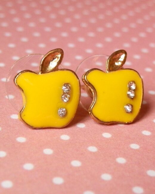 brinco maca amarela vintage retro colors bijoux joias bijuteria pin up pinup