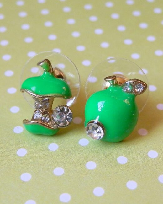 brinco maca verde retro colors vintage strass2