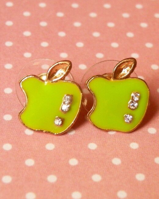 brinco maca verde vintage retro colors bijoux joias bijuteria 2