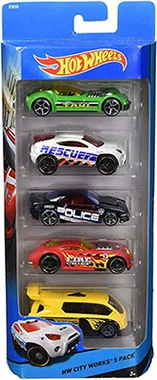 Pacote com 5 Carros Hot Wheels Mattel