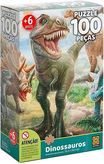 Quebra-cabeça Dinossauros 100 peças, Presente de Natal para Crianças