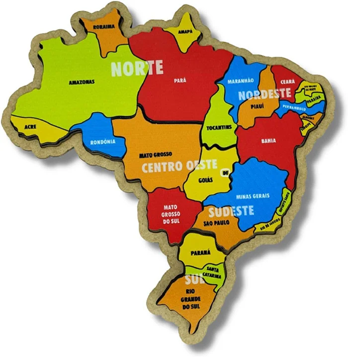 quebra-cabeça mapa do brasil em madeira