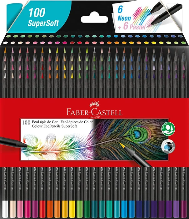 Lápis de Cor 100 Cores, Faber-Castell, EcoLápis Supersoft