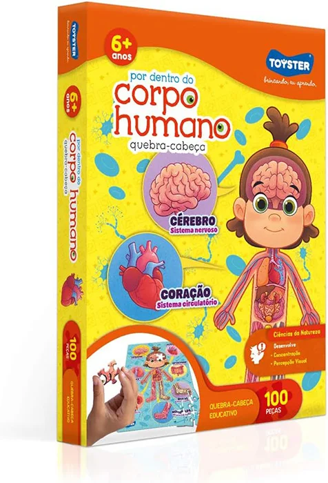 Por dentro do Corpo Humano - Quebra-cabeça - 100 peças - Toyster Brinquedos