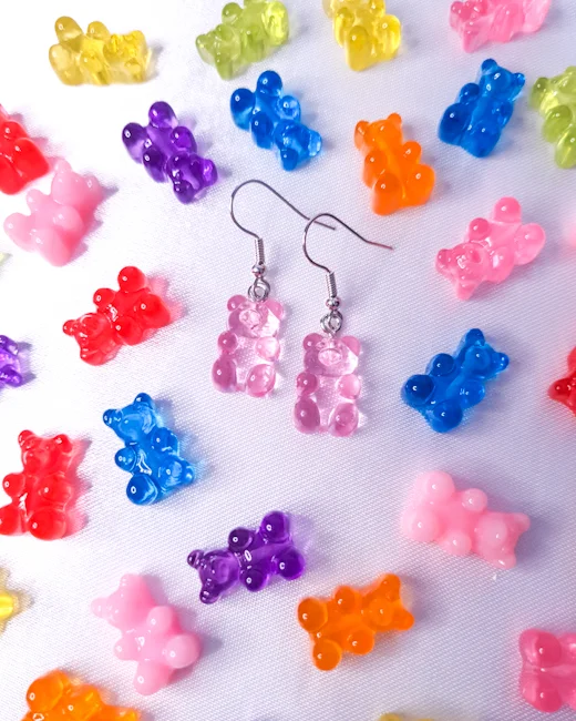 brinco gummy bear kawaii